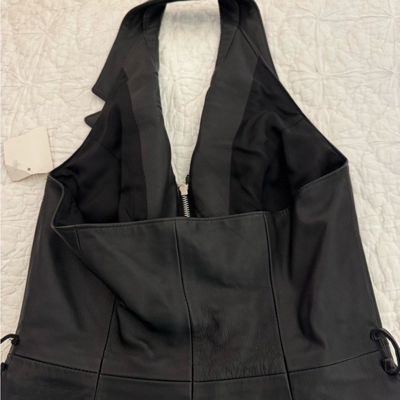NWT Bagatelle Black Leather Halter Dress Size 8 zip front dress was a sample - Picture 11 of 16
